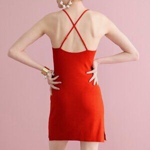 J.Crew, Cross-back knit mini dress, Vivid Flame